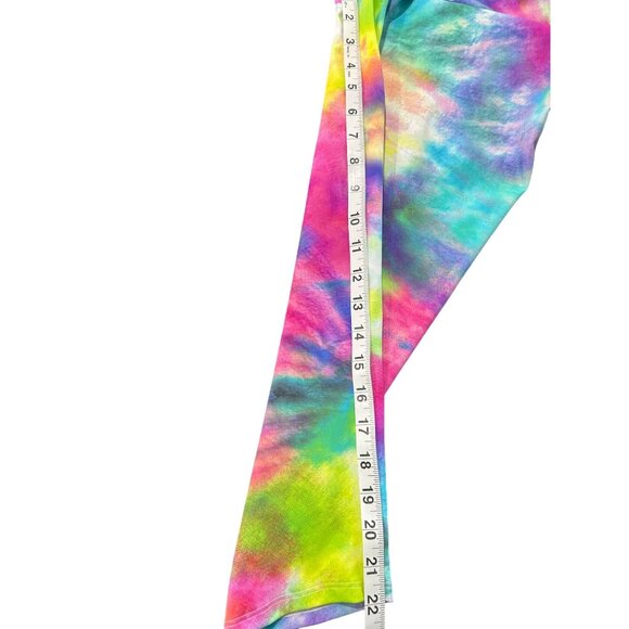 Dona Jo Women's Leggings Capri Tie Dye Pink Blue Green Yellow XL - Picture 6 of 6